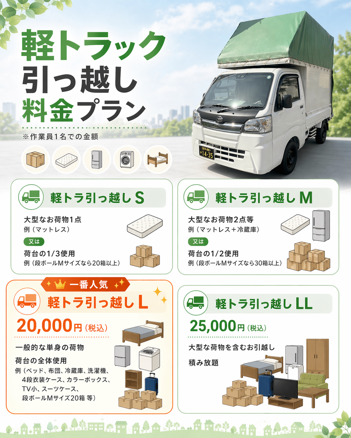 【関東圏内引っ越し】6500円〜 軽トラック　小物　お引っ越し便‼️ お引越し料金｜引越しのconnect - connect｜単身引越し軽トラ引越し