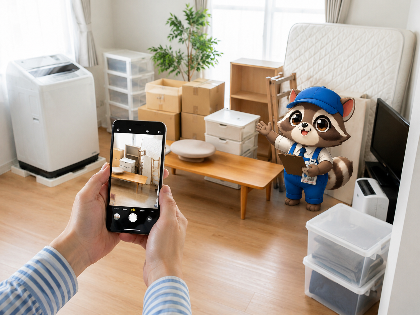 LINEで不用品の写真を送って無料見積もりするイメージ