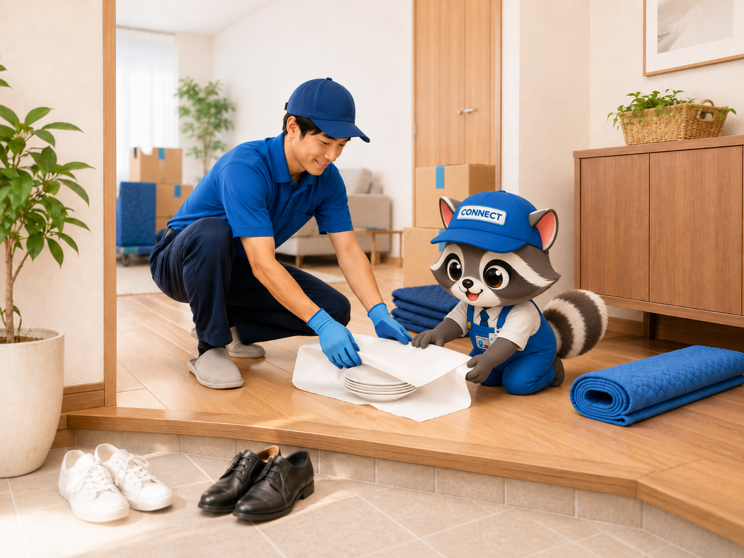 清瀬市の引越しでスリッパ持参と丁寧対応を行う所沢引越しconnect