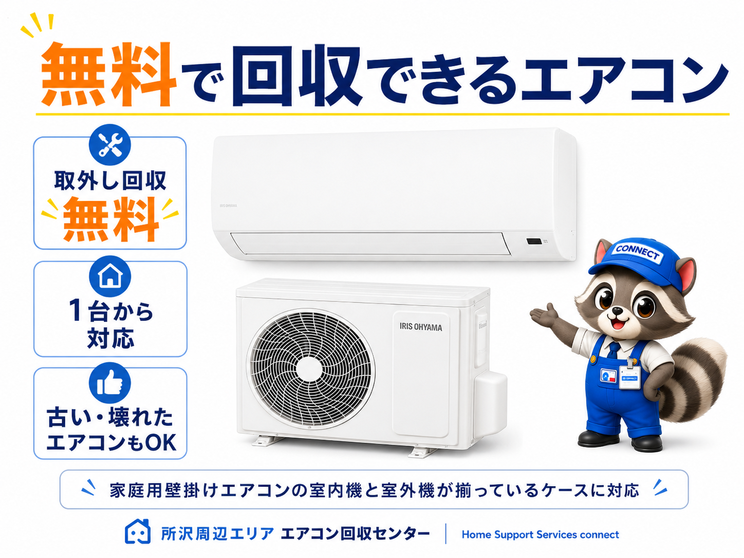 エアコン取り外しから回収まで無料の内容