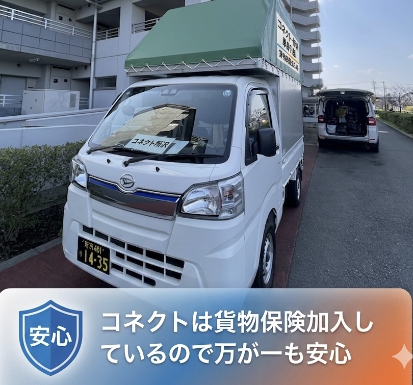 所沢引越しconnectの貨物保険加入を示す安心画像