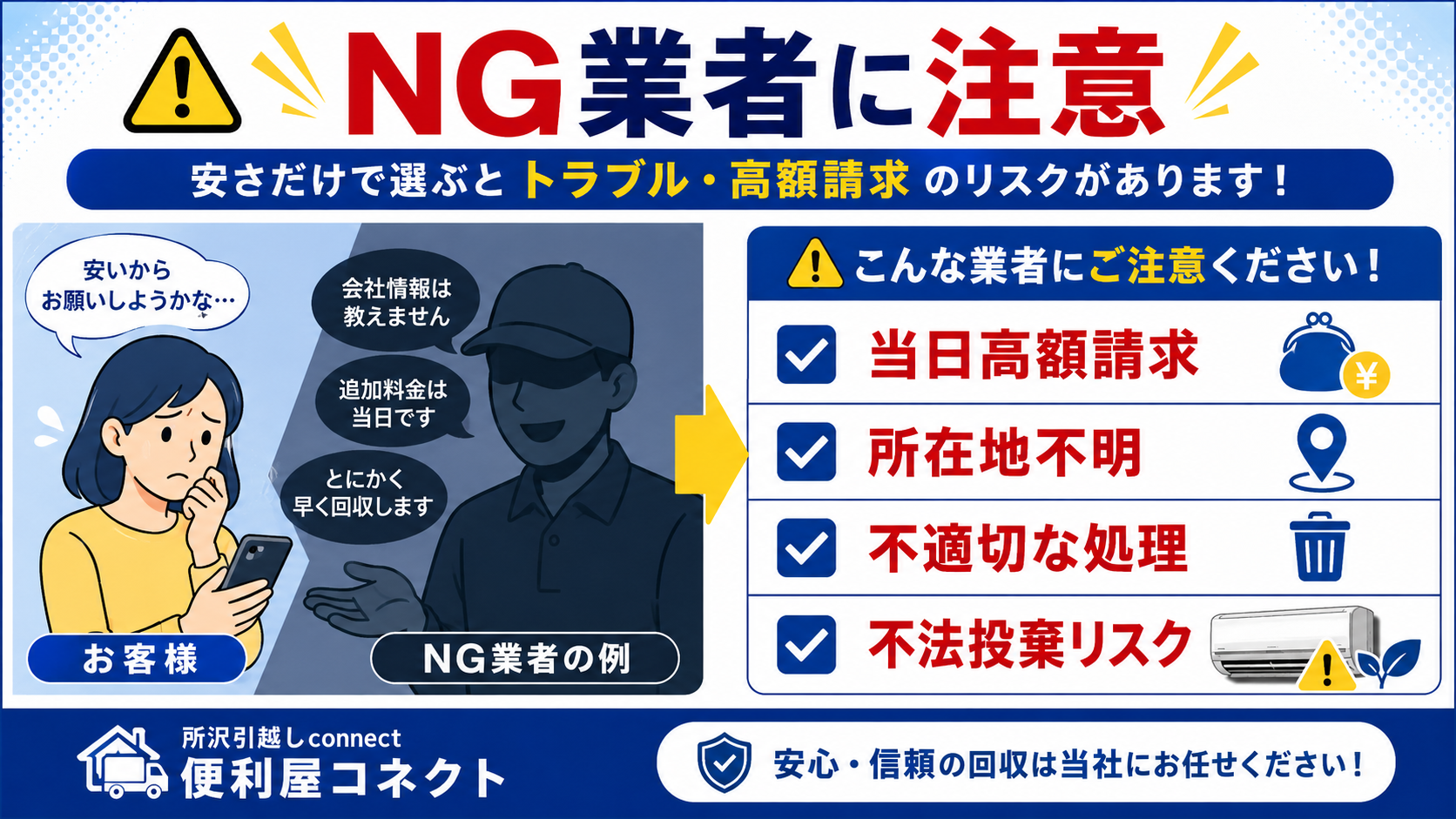 エアコン回収で避けたいNG業者の特徴