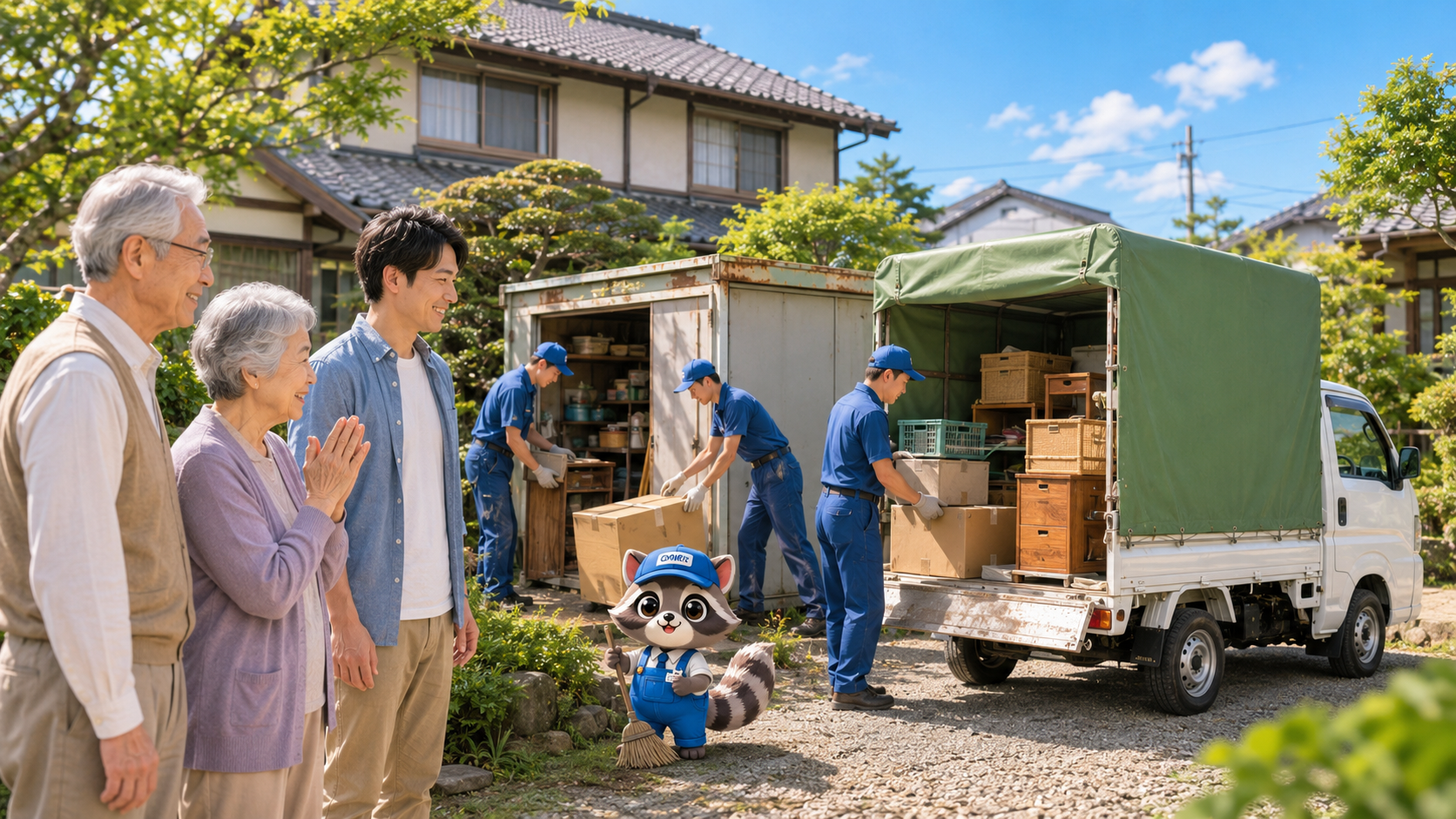 実家の物置まわりにある荷物の搬出と片付けイメージ（作業画像）